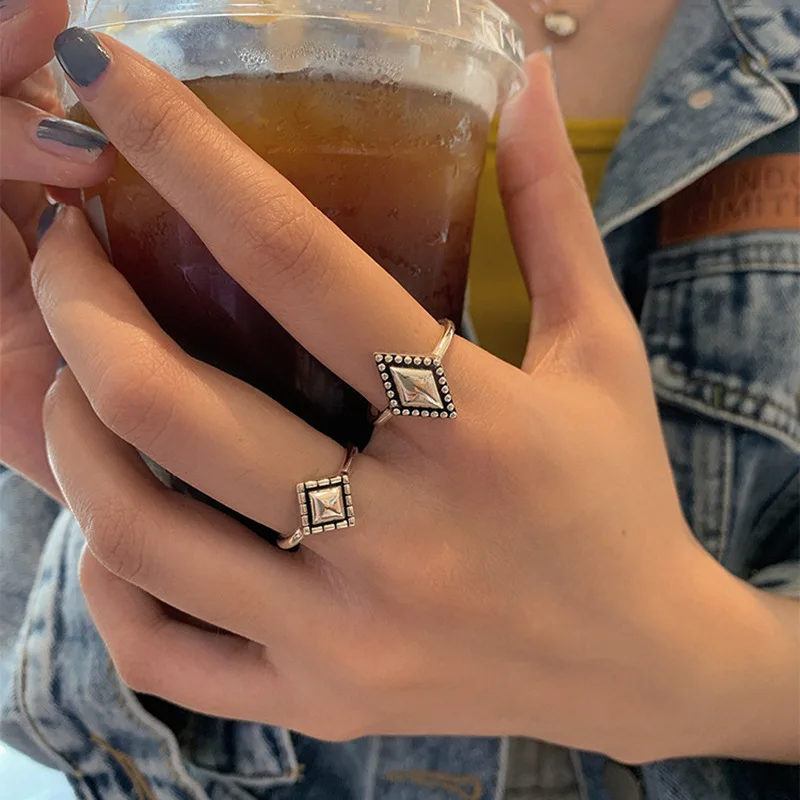 FMILY Minimalist 925 Sterling Silver Personality Geometric Diamond Ring Retro Fashion All-match Jewelry for Girlfriend Gifts 
FMILY Minimalist 925 Sterling Silver Personality Geometric Diamond Ring Retro Fashion All-match Jewelry for Girlfriend Gifts