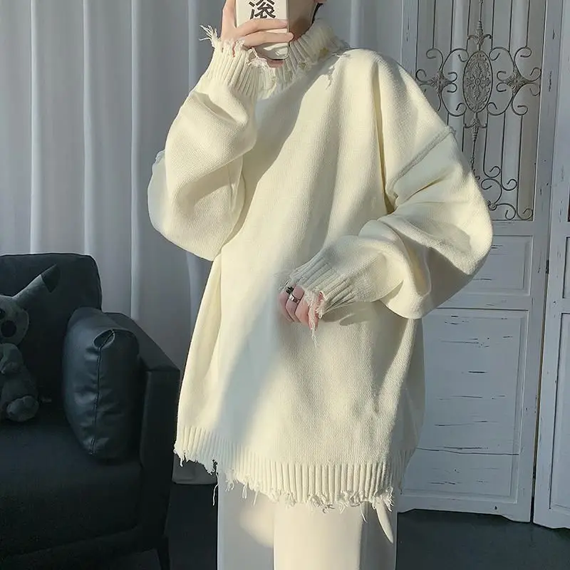 Trendy Irregular Frayed Knitted Sweater Couples Loose Mock Neck Autumn-winter Pullovers Men Women Aesthetic Style Ripped Clothes
Trendy Irregular Frayed Knitted Sweater Couples Loose Mock Neck Autumn-winter Pullovers Men Women Aesthetic Style Ripped Clothes