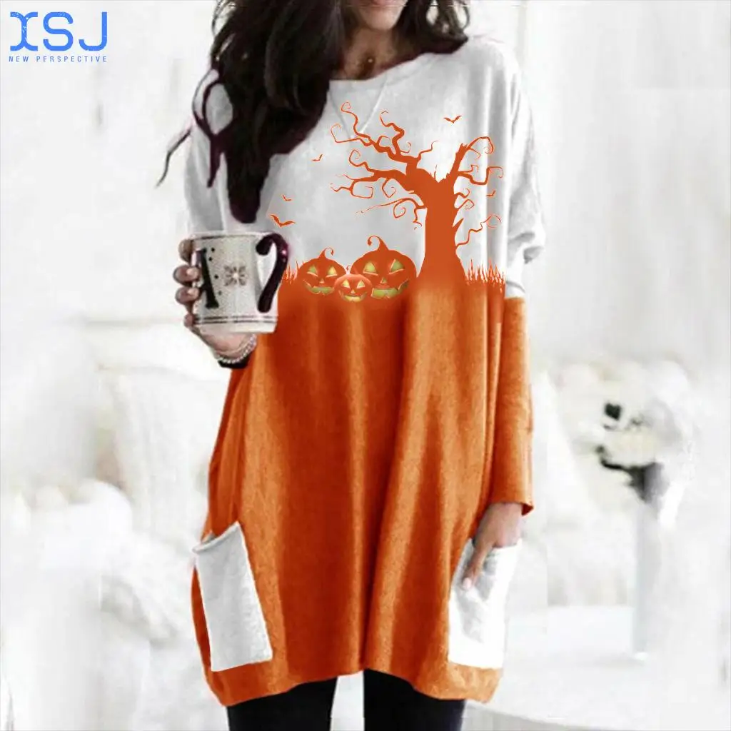 Women's Halloween Floral Theme Abstract Painting T Shirt Graphic Pumpkin Long Sleeve Pocket Print Round Neck Basic Tops 3D Print
Women's Halloween Floral Theme Abstract Painting T Shirt Graphic Pumpkin Long Sleeve Pocket Print Round Neck Basic Tops 3D Print