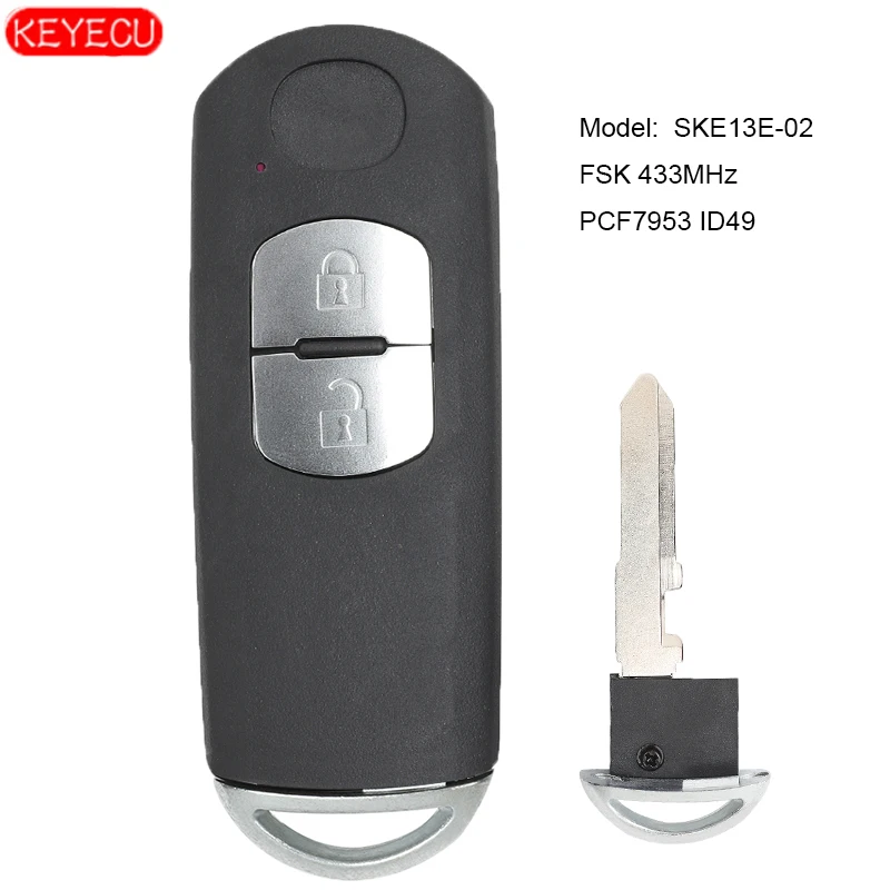 KEYECU Smart Remote Key 2 Button FSK 433MHz PCF7953P 49 Chip for Mazda 3 6 2012-2017 Model: SKE13E-02
KEYECU Smart Remote Key 2 Button FSK 433MHz PCF7953P 49 Chip for Mazda 3 6 2012-2017 Model: SKE13E-02