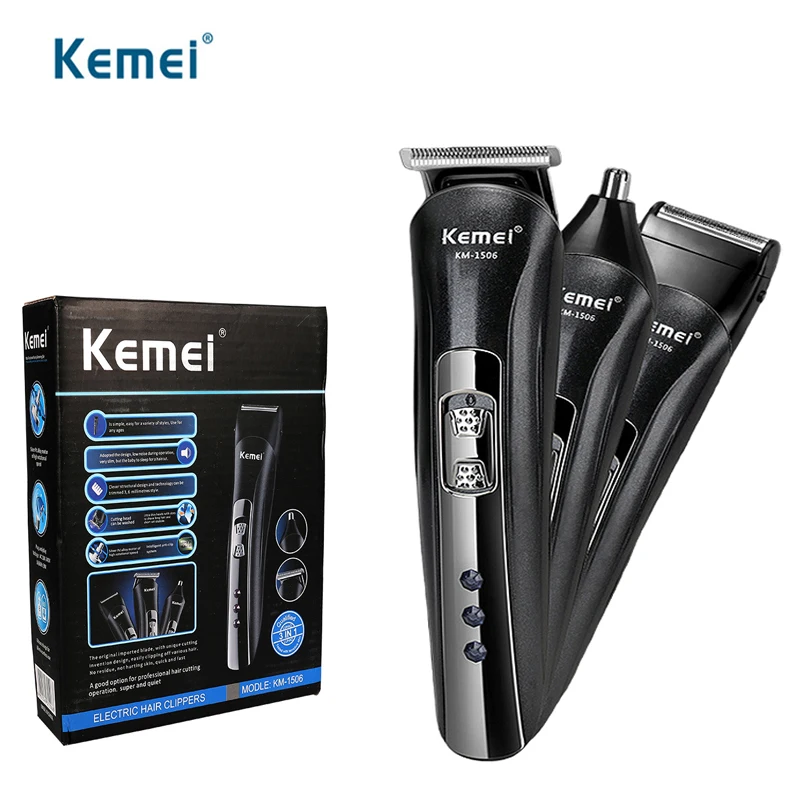 Kemei Electric Hair Trimmer for Men 3 In 1 Multifunctional Hair Clipper Rechargeable Haircut Kits with 4 Limit Combs USB Charger
Kemei Electric Hair Trimmer for Men 3 In 1 Multifunctional Hair Clipper Rechargeable Haircut Kits with 4 Limit Combs USB Charger