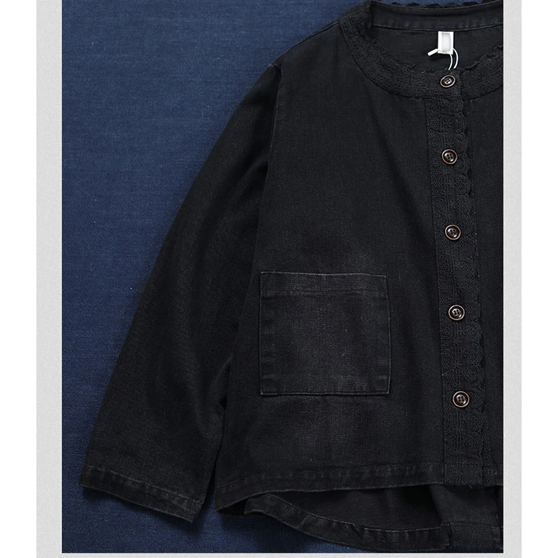 NINI WONDERLAND Spring Long Sleeve Black Embroidery Short Jacket Coats Women Loose Cotton Cardigan 2020 Autumn Casual Outerwear
NINI WONDERLAND Spring Long Sleeve Black Embroidery Short Jacket Coats Women Loose Cotton Cardigan 2020 Autumn Casual Outerwear