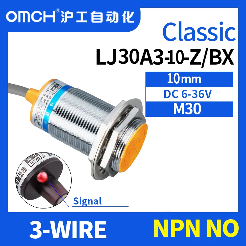 

OMCH M30 flush metal inductive proximity switch sensor switch 3-WIRE NPN NO LJ30A3-10-Z/BX detection range 10mm