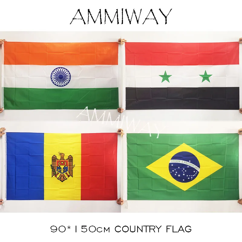 AMMIWAY 90*150 см 3x5 футов Индия Сирия Молдавия Бразилия флаг страны на заказ полиэстер