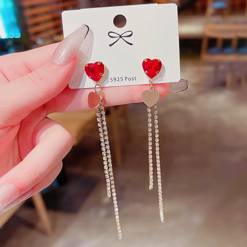 Wholesale Sterling Silvers Needle Long Heart-Shaped Tassel Earrings Women's Red Gemstone
Wholesale Sterling Silvers Needle Long Heart-Shaped Tassel Earrings Women's Red Gemstone