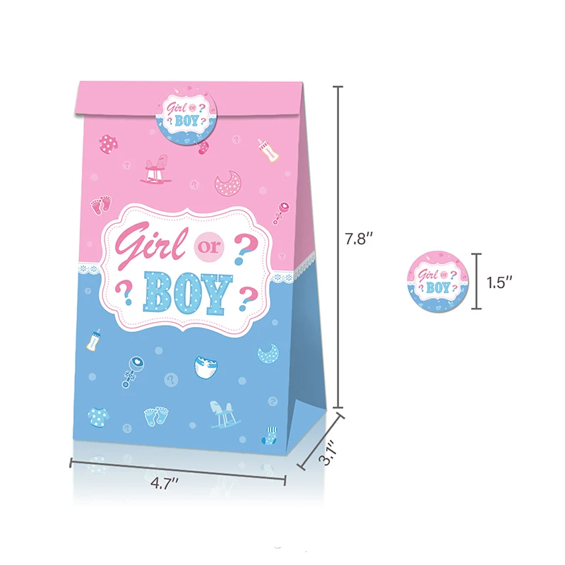 12pcs Gender Reveal Paper Candy Bag Baby Shower Boy or Girl Cookie Gift Bag with Stickers Gender Reveal Party Decoration Supplie
12pcs Gender Reveal Paper Candy Bag Baby Shower Boy or Girl Cookie Gift Bag with Stickers Gender Reveal Party Decoration Supplie
