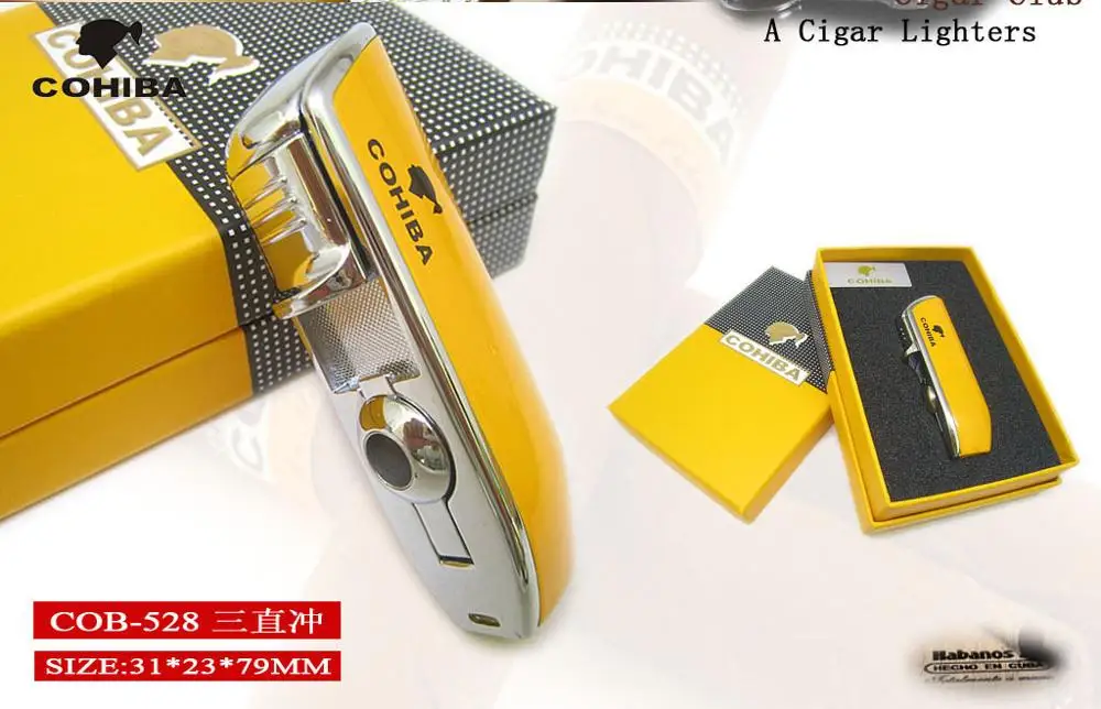 COHIBA Windproof Powerful Triple Torch Lighter BBQ Jet Gas Cigar Lighter Turbo Metal Kitchen Cigar Spray Gun Outdoor Gadgets Man
COHIBA Windproof Powerful Triple Torch Lighter BBQ Jet Gas Cigar Lighter Turbo Metal Kitchen Cigar Spray Gun Outdoor Gadgets Man