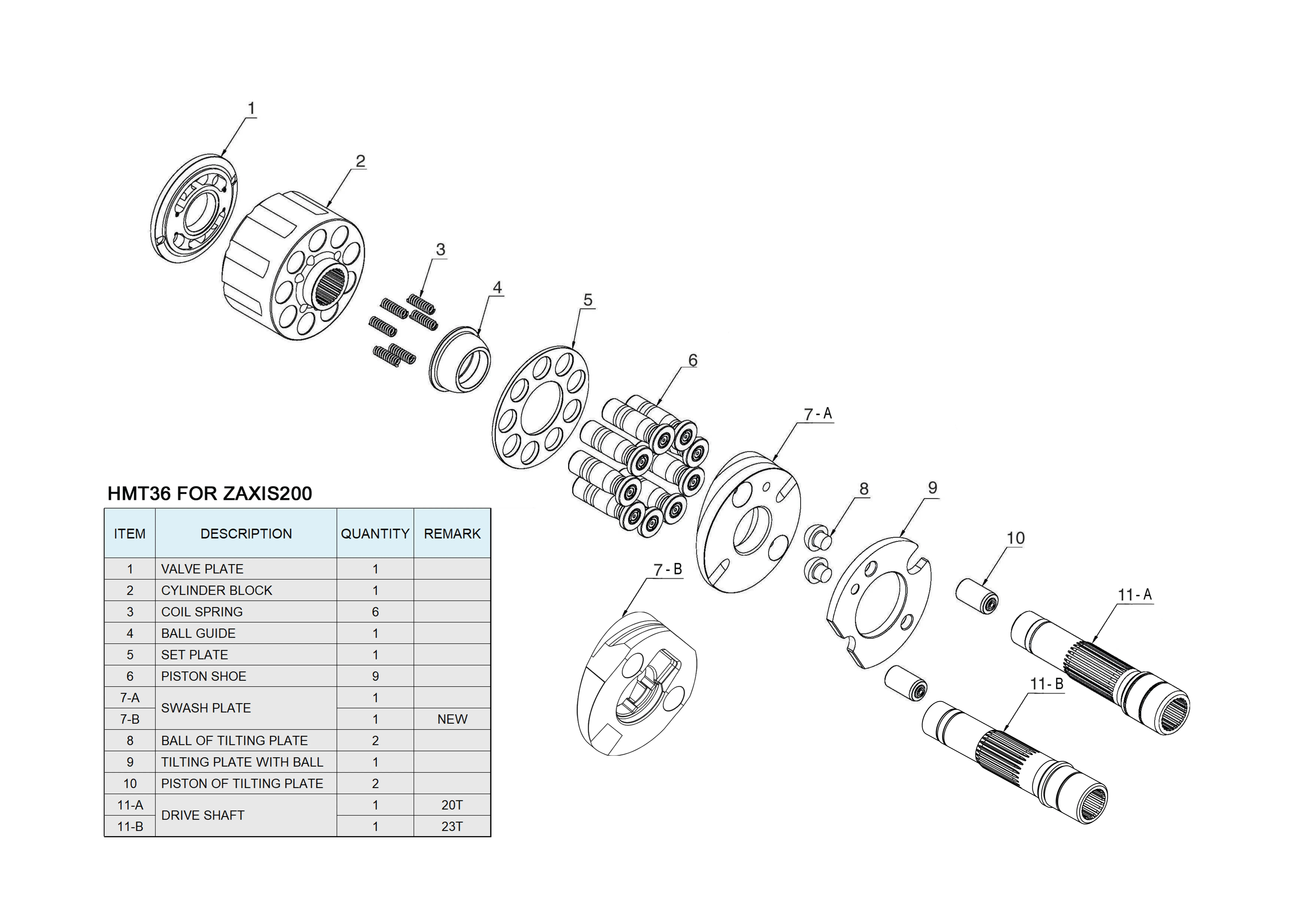 Hydraulic Pump Kits Piston Pump parts Inner Spare Parts Repair kits For HITACHI HMT36(ZAX200)
Hydraulic Pump Kits Piston Pump parts Inner Spare Parts Repair kits For HITACHI HMT36(ZAX200)