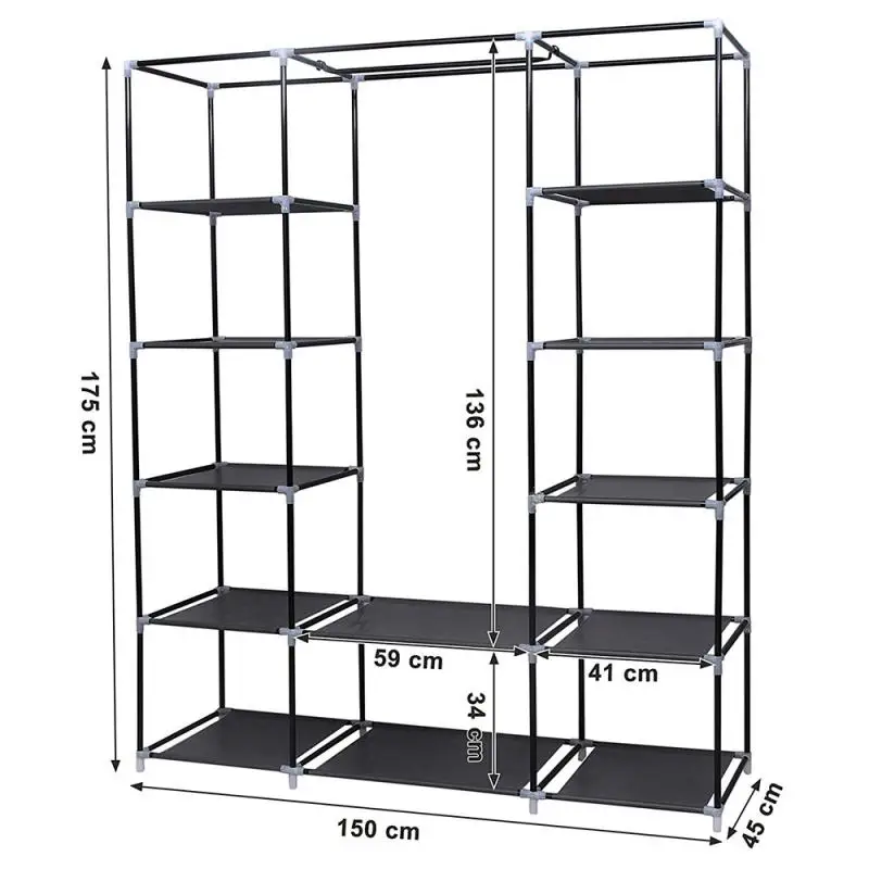 Portable Closet Wardrobe Clothes Storage Organizer Shelf With Rack 175*150*45cm Non-woven Three-door Wardrobes Bedroom Furniture
Portable Closet Wardrobe Clothes Storage Organizer Shelf With Rack 175*150*45cm Non-woven Three-door Wardrobes Bedroom Furniture