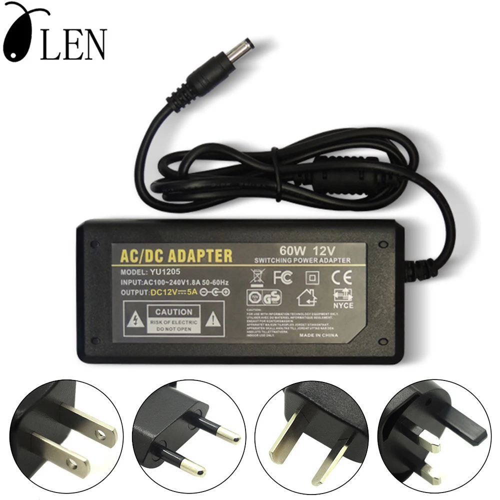 Power Supply 12V Power Adapter 220V 12V 5A 5.5*2.1~2.5mm Female Connector Transformer For Led Strip Light WS2811 WS2815
Power Supply 12V Power Adapter 220V 12V 5A 5.5*2.1~2.5mm Female Connector Transformer For Led Strip Light WS2811 WS2815