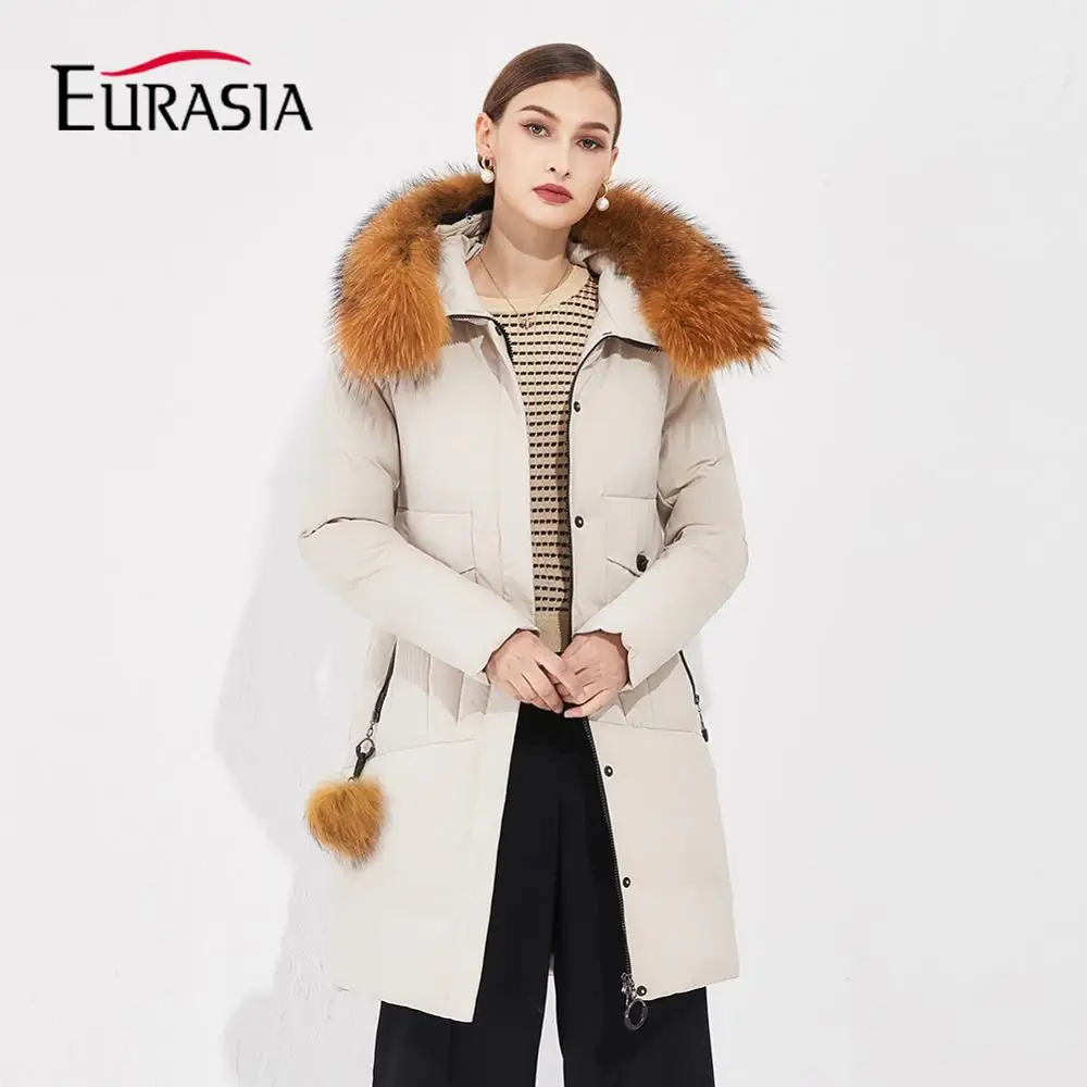EURASIA новинка 2019 дизайнерская Длинная зимняя куртка Женское пальто длинные