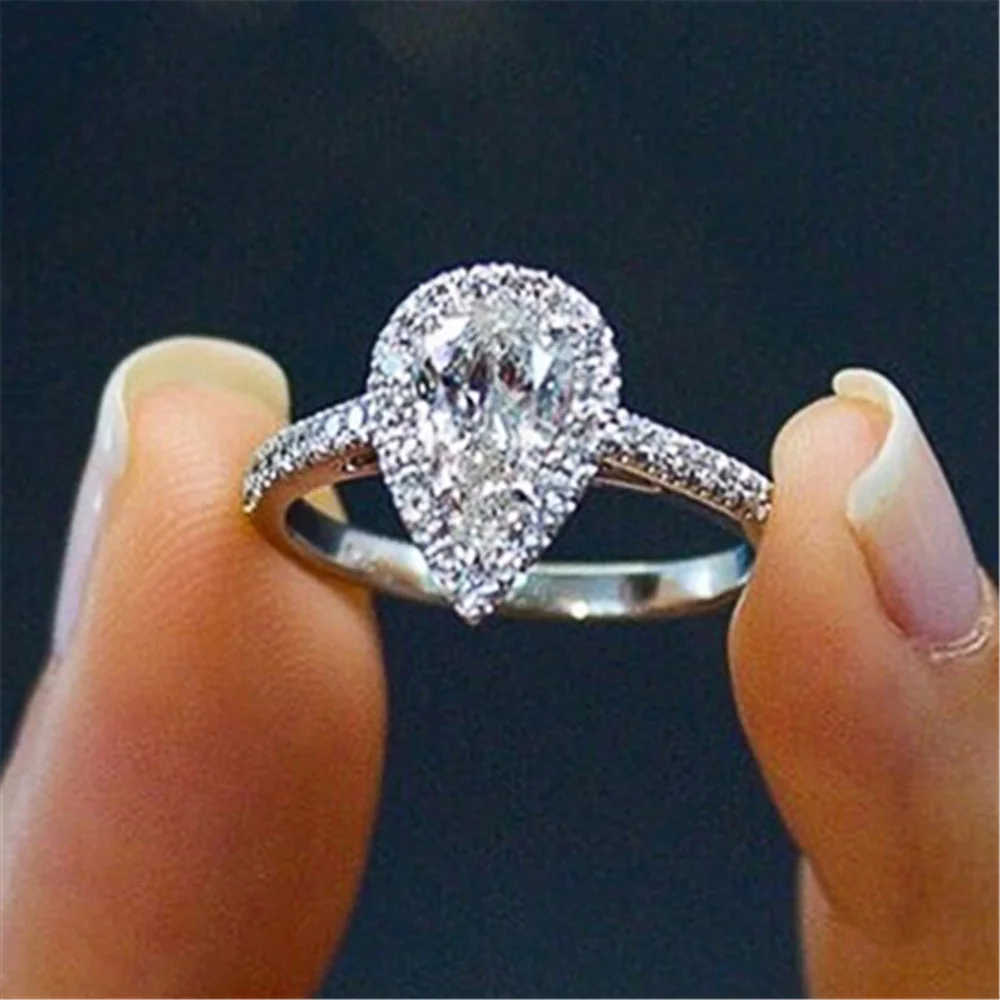 Classic Silver Color Water Drop Pear Women Ring Shiny Cubic Zircon Delicate Wedding Band Ring Timeless Jewelry
Classic Silver Color Water Drop Pear Women Ring Shiny Cubic Zircon Delicate Wedding Band Ring Timeless Jewelry