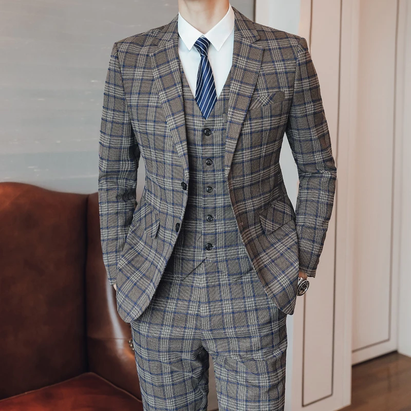 High Quality Man Wedding Suits 2019 New Fashion male Plaid Suit Size XXL XXXL 4XL 5XL Mens Suit Jacket + Pants + Vest
High Quality Man Wedding Suits 2019 New Fashion male Plaid Suit Size XXL XXXL 4XL 5XL Mens Suit Jacket + Pants + Vest