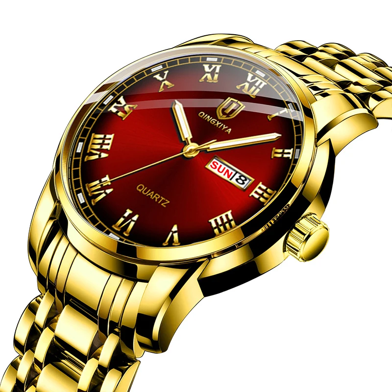 Часы наручные QINGXIYA Мужские кварцевые брендовые Роскошные светящиеся