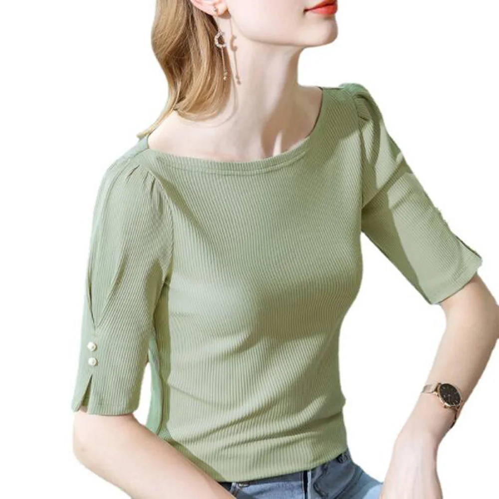 Cultiseed Women Slash Neck Modal Half Sleeve Basic T-Shirts Tops Female New Fashion Solid Color Casual Tees Clothes 
Cultiseed Women Slash Neck Modal Half Sleeve Basic T-Shirts Tops Female New Fashion Solid Color Casual Tees Clothes