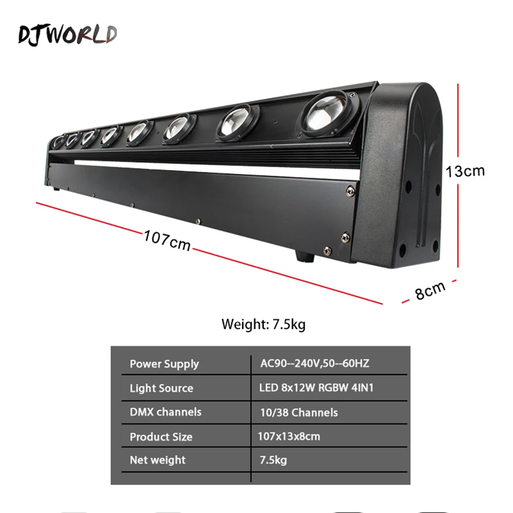 Светильник светодиодный с подвижной головкой 8X12W RGBW 4в1 10/38 DMX лучом Dj светильник s