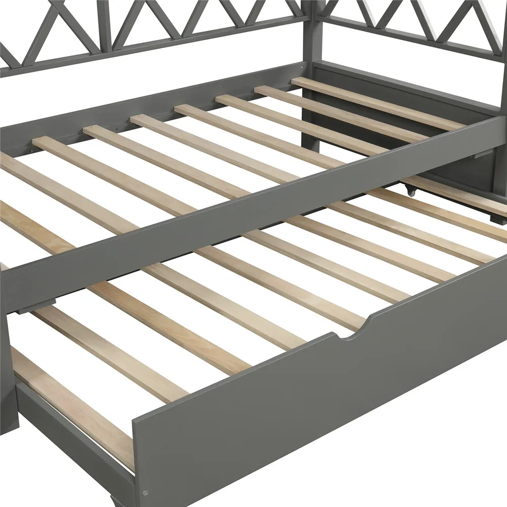 Wood Daybed with Trundle Twin Size Daybed X-shaped Back Design Home Bedroom Furniture Set for Home Office Supplies New
Wood Daybed with Trundle Twin Size Daybed X-shaped Back Design Home Bedroom Furniture Set for Home Office Supplies New