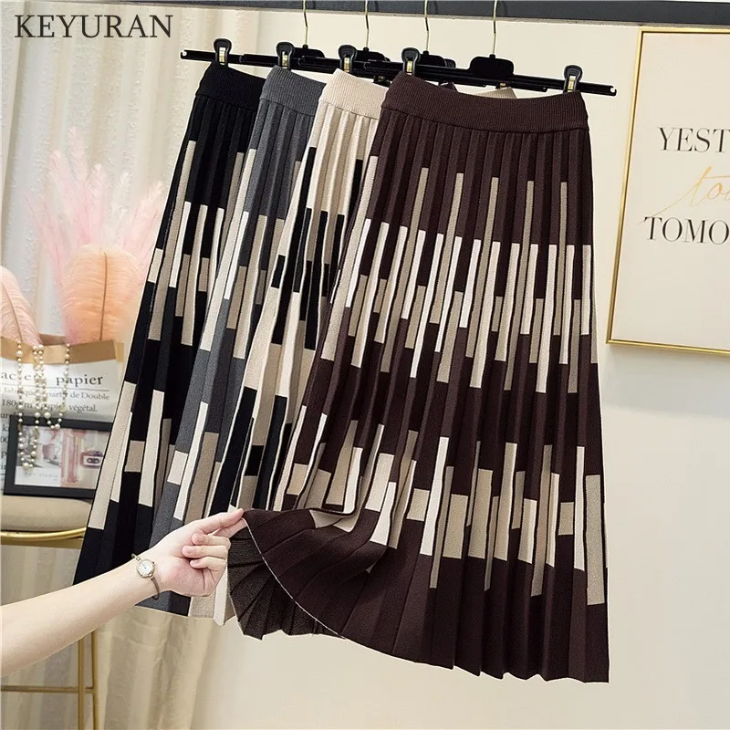 New Soft Striped Knitted Midi Skirt Women 2021 Autumn Winter Warm Vintage Striped A Line High Waist Pleated Long Skirt Female
New Soft Striped Knitted Midi Skirt Women 2021 Autumn Winter Warm Vintage Striped A Line High Waist Pleated Long Skirt Female