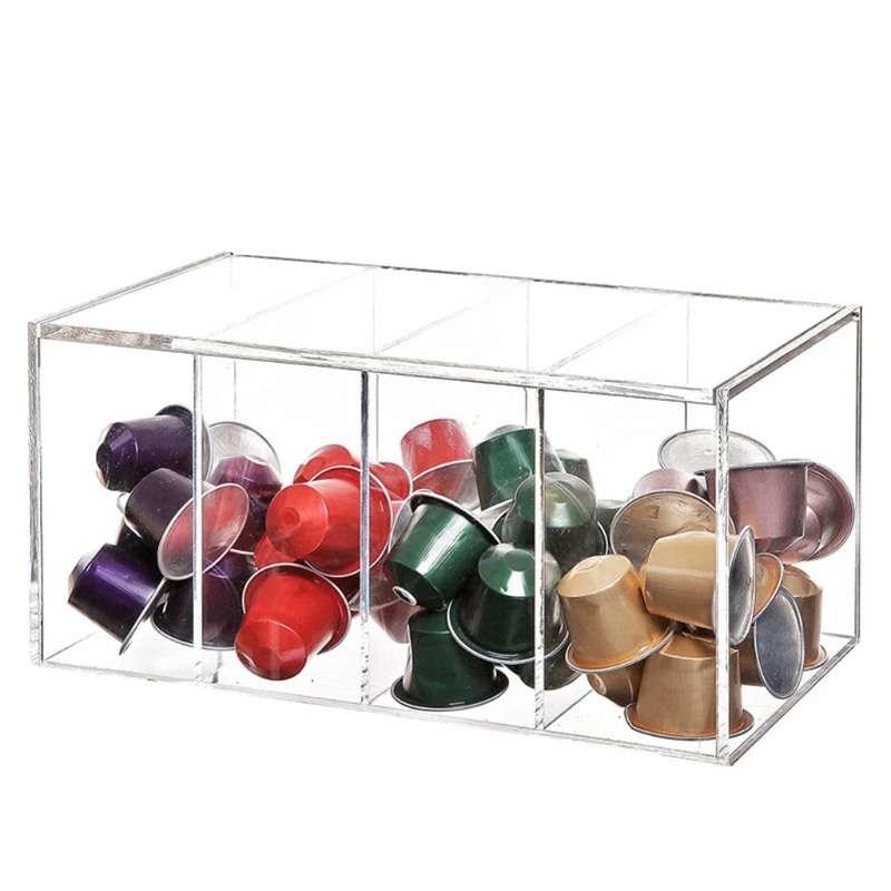 94PF Clear Acrylic Coffee Capsule Holder 4 Compartment K Cup Box with Lid Tea Bag Storage Organizer Coffee Bar Accessories
94PF Clear Acrylic Coffee Capsule Holder 4 Compartment K Cup Box with Lid Tea Bag Storage Organizer Coffee Bar Accessories