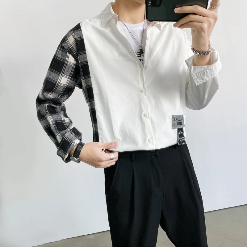Fashion 2021 Spring New Spliced Design Plaid Long Sleeve Loose Shirts for Men Clothing Simple Streetwear Casual Blouse Homme 3XL
Fashion 2021 Spring New Spliced Design Plaid Long Sleeve Loose Shirts for Men Clothing Simple Streetwear Casual Blouse Homme 3XL