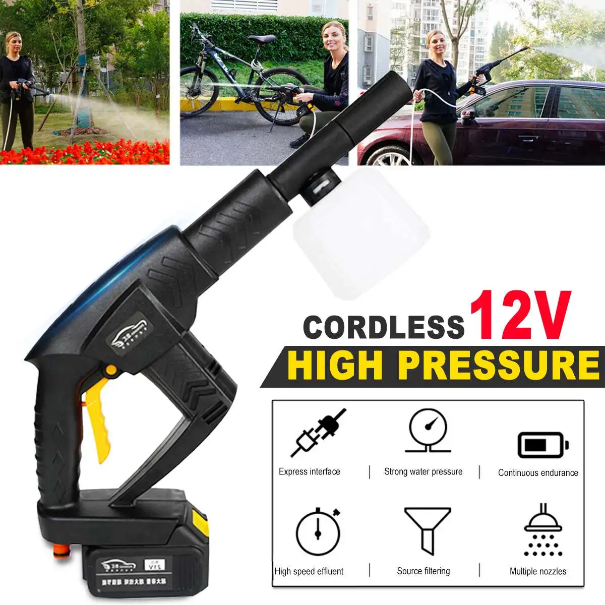 30BAR 12V Electric Car Washer Power Washing Cordless Auto High Pressure Washer Foam Car Washer Guns Water Jet Garden Tool
30BAR 12V Electric Car Washer Power Washing Cordless Auto High Pressure Washer Foam Car Washer Guns Water Jet Garden Tool