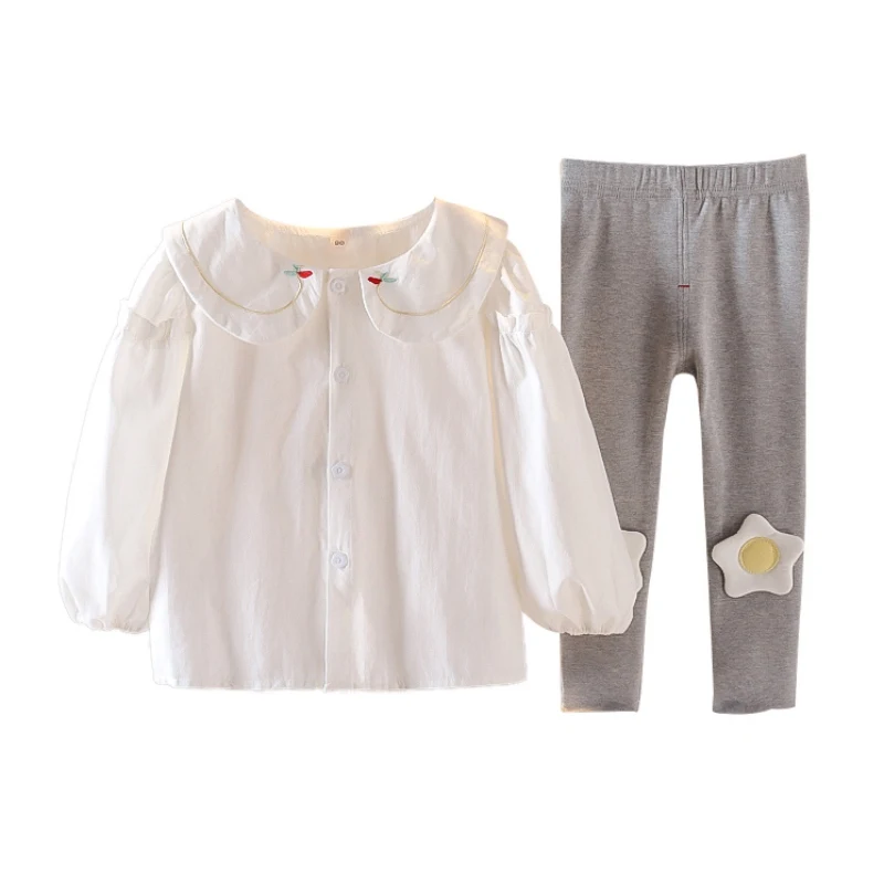 Baby Girls Casual Pure Color Doll Collar Shirt Fashion Purse Leggings Children Clothing Autumn Set For Baby For Kids
Baby Girls Casual Pure Color Doll Collar Shirt Fashion Purse Leggings Children Clothing Autumn Set For Baby For Kids