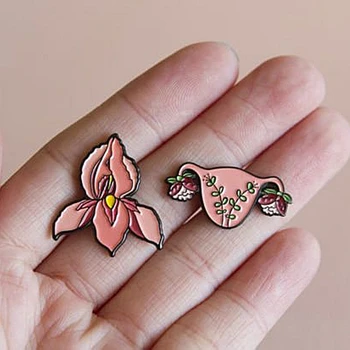 Feminism Blooming Uterus Flower Enamel Brooch Pins Badge Lapel Pins Alloy Metal Fashion Jewelry Accessories Gifts