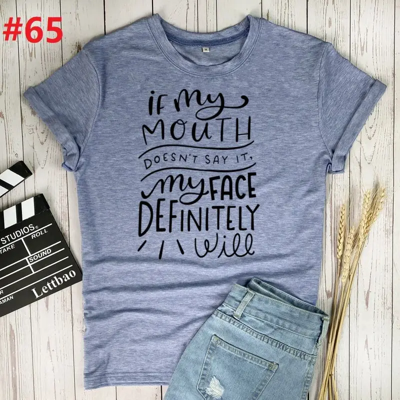 If My Mouth Doesn't Say It My Face Definbly Will Aesthetic Harajuku TShirt Women Ullzang Vintage T-shirt Korean Style Top Tee
If My Mouth Doesn't Say It My Face Definbly Will Aesthetic Harajuku TShirt Women Ullzang Vintage T-shirt Korean Style Top Tee