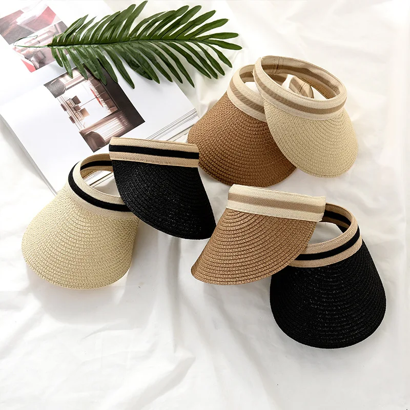 Summer Womens Cap Lady Empty Top Sun Visor Hat straw Wide Brim Sun Caps UV Protection Hats For Women 
Summer Womens Cap Lady Empty Top Sun Visor Hat straw Wide Brim Sun Caps UV Protection Hats For Women