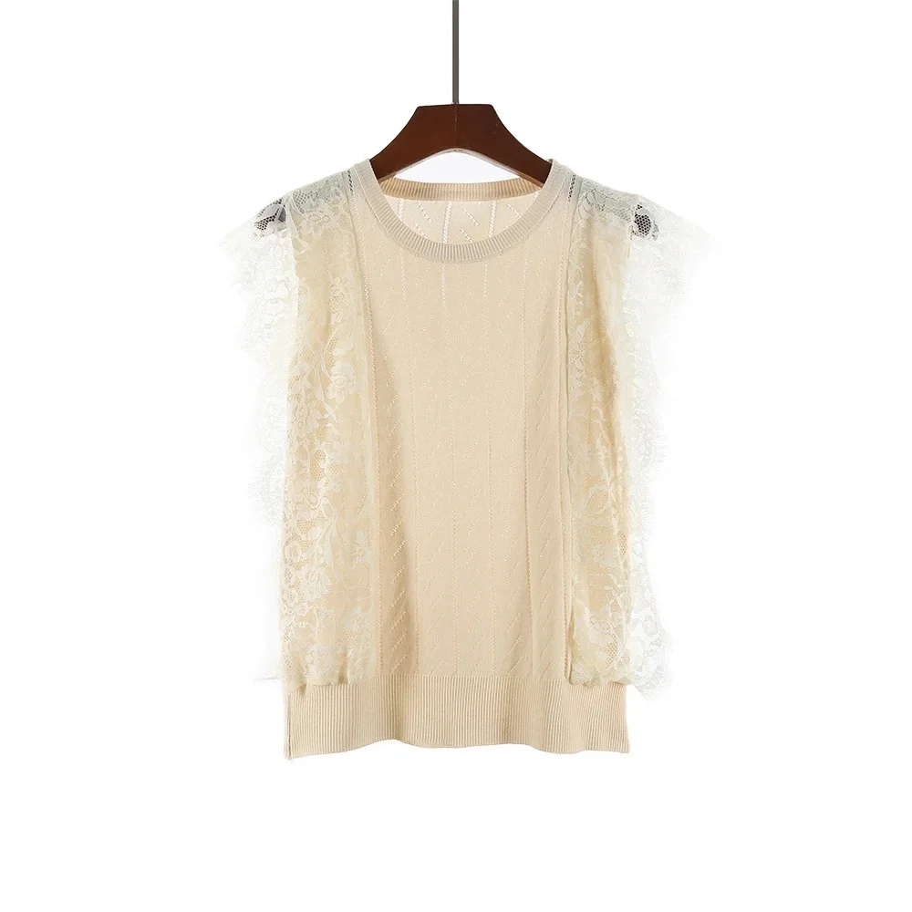 Autumn pink clothes women's sweater tops knitted sleeveless stitching lace tops new hollow short temperament vest sweater
Autumn pink clothes women's sweater tops knitted sleeveless stitching lace tops new hollow short temperament vest sweater