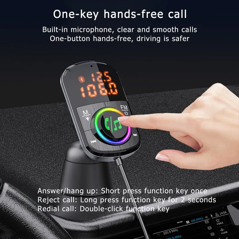 

FM-модулятор передатчик Bluetooth 5,0 FM-радио QC3.0 PD автомобильное зарядное устройство громкой связи автомобильный комплект беспроводной Aux аудио к...