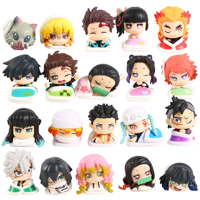 

5pcs/set Demon Slayer Kimetsu no Yaiba Kamado Tanjirou Nezuko Zenitsu Giyuu Inosuke Cute Sleeping Figure Model Toys