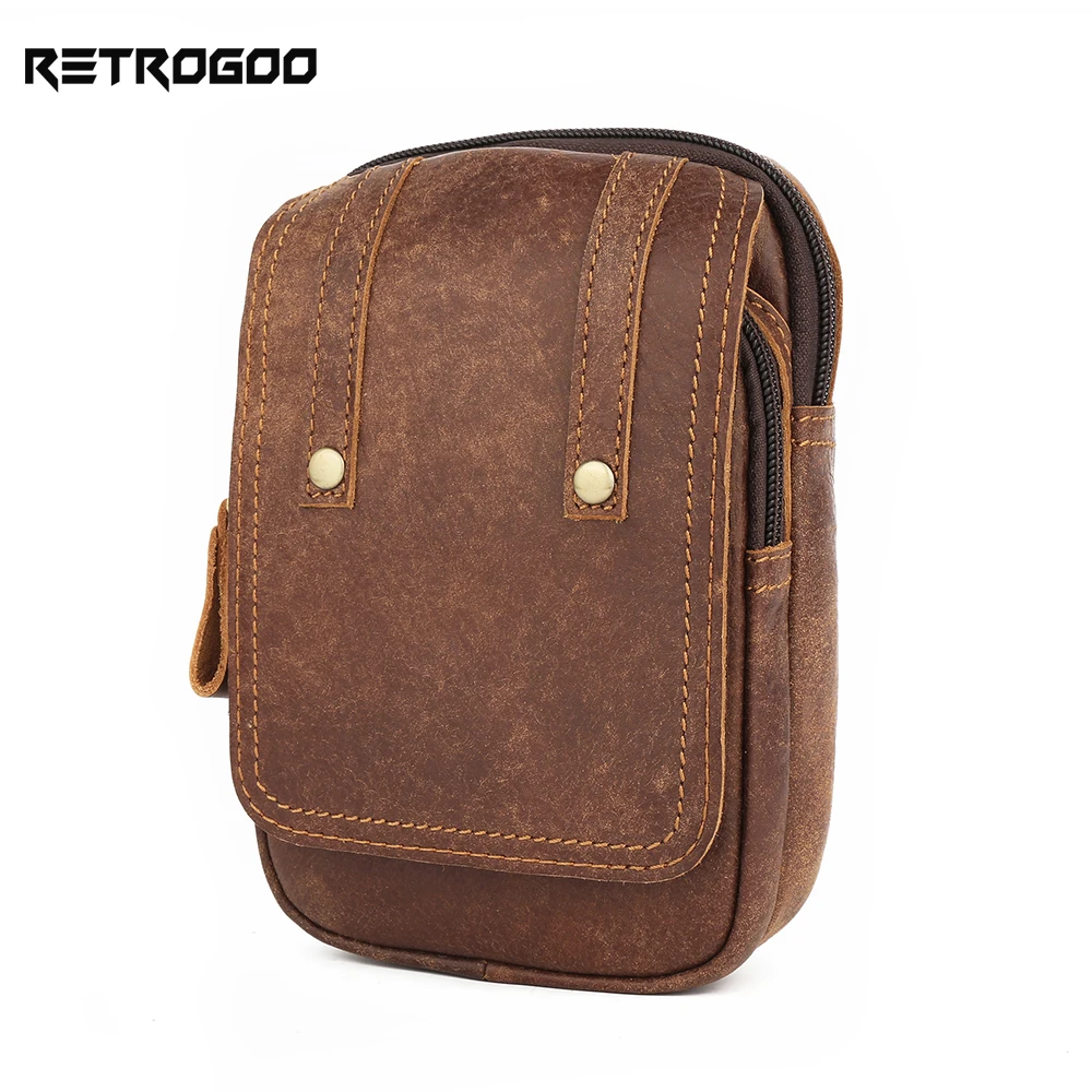 RETROGOO Genuine Leather Cellphone Waist Bag For Men Male Vintage Mobile Phone Cover Case Holder Luxury Cowboy Blet Bags Wallet
RETROGOO Genuine Leather Cellphone Waist Bag For Men Male Vintage Mobile Phone Cover Case Holder Luxury Cowboy Blet Bags Wallet