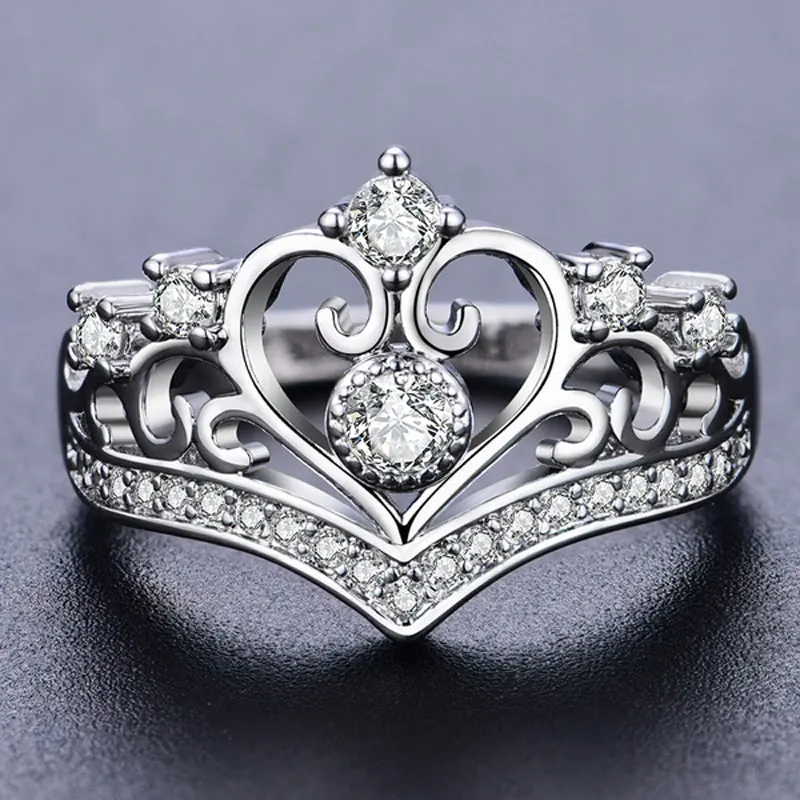 Heart Shape Crown Ring Ladies Silvery Jewelry Finger s For Women Rhinestone Full Crystal Female Wedding s New
Heart Shape Crown Ring Ladies Silvery Jewelry Finger s For Women Rhinestone Full Crystal Female Wedding s New