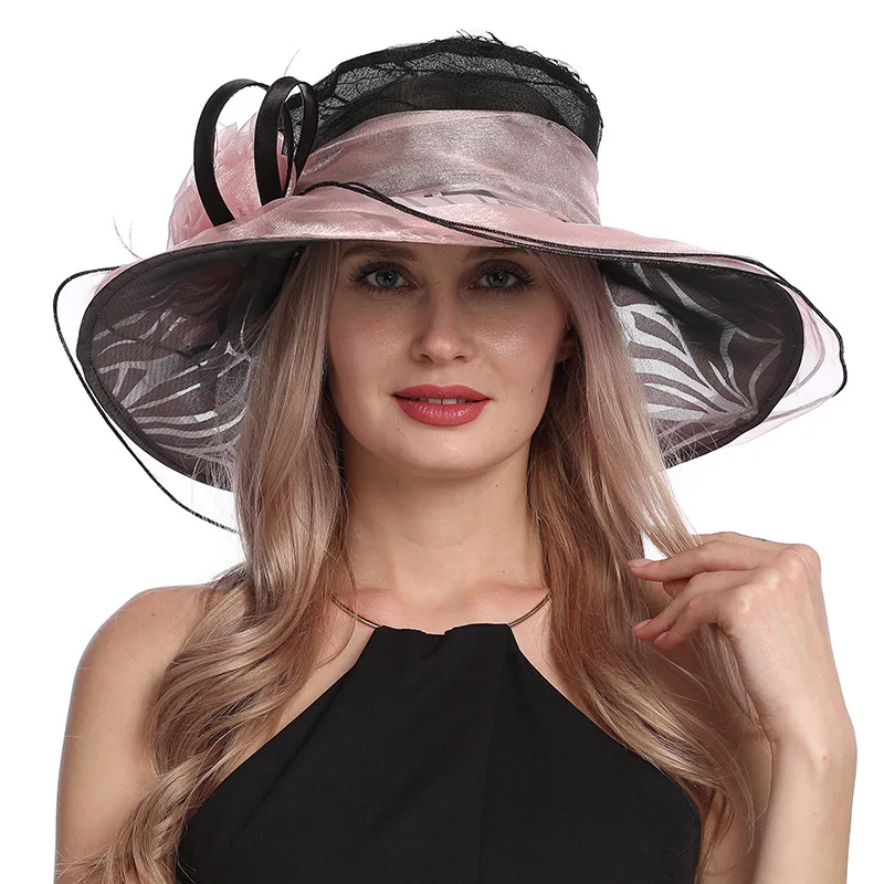 Модная широкополая шляпа X106 из органзы с защитой от солнца декоративная