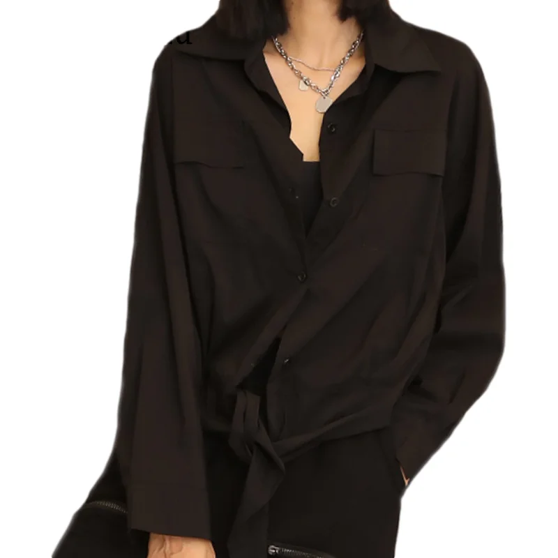 Черные свободные блузки smthma, осенние женские повседневные рубашки с длинным рукавом, женские топы, элегантная одежда с карманами
Черные свободные блузки smthma, осенние женские повседневные рубашки с длинным рукавом, женские топы, элегантная одежда с карманами