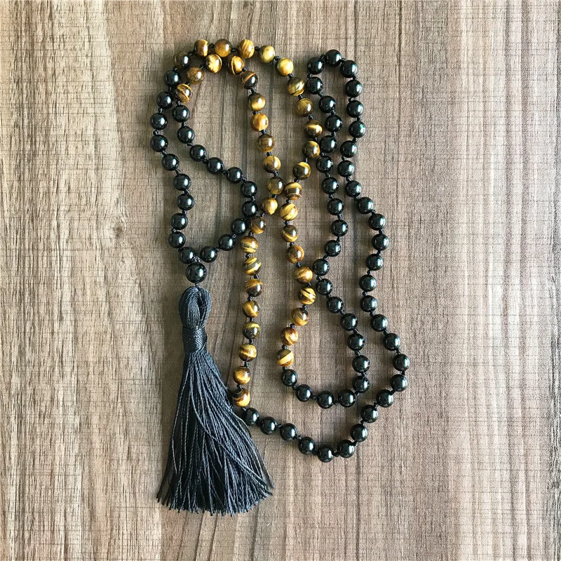 108 Mala Beads Ожерелье «тигровый глаз» из турмалина ожерелье с узелком медитационное ожерелье с кисточкой s мужское ожерелье с черными бусинами ювелирные изделия
108 Mala Beads Ожерелье «тигровый глаз» из турмалина ожерелье с узелком медитационное ожерелье с кисточкой s мужское ожерелье с черными бусинами ювелирные изделия
