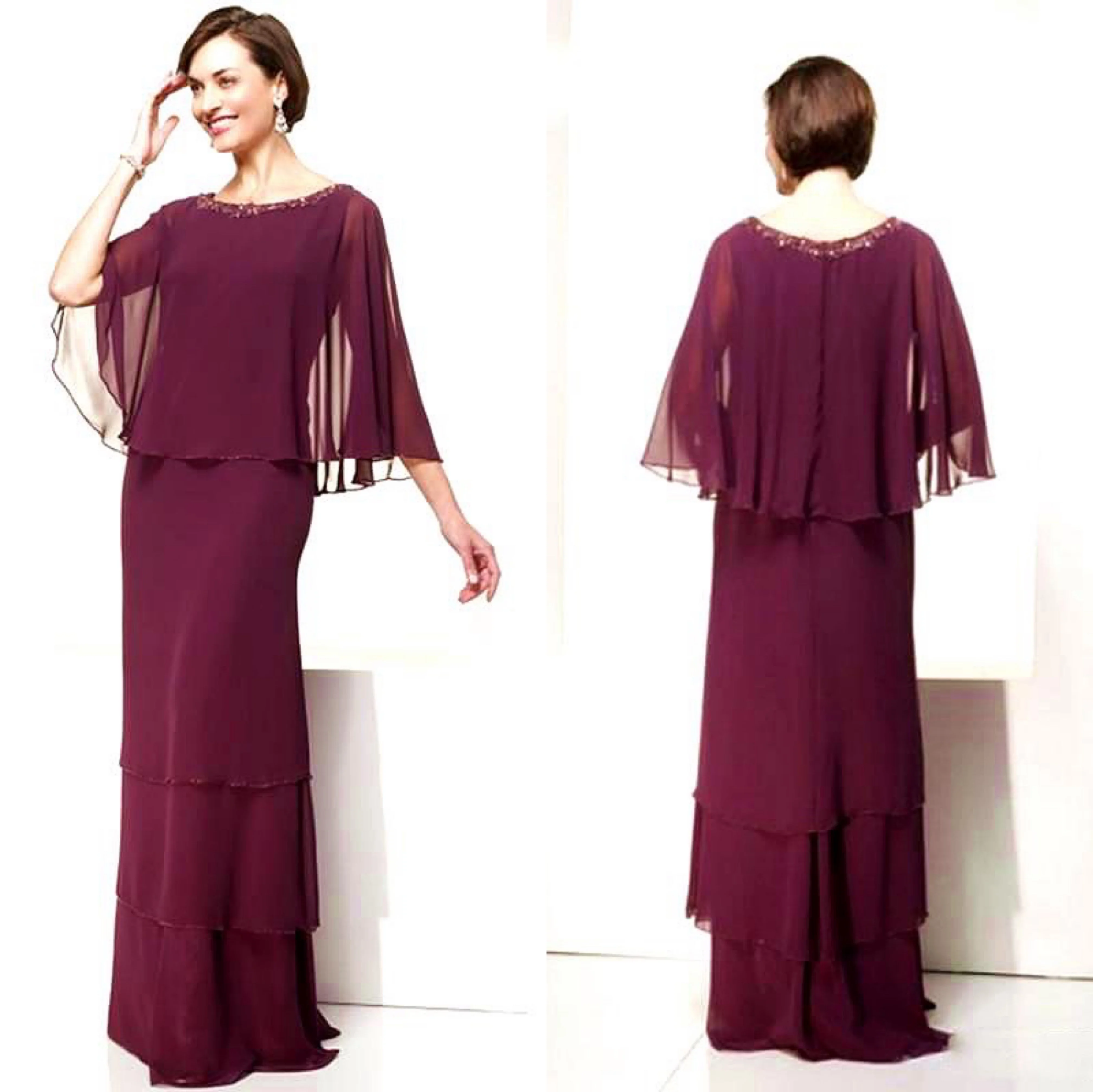 Fuchsia Burgundy Mother Of The Bride Dress O-Neck Chiffon With Jacket A-Line Cloak Wedding Prom Evening Gowns 3/4 Sleeve New
Fuchsia Burgundy Mother Of The Bride Dress O-Neck Chiffon With Jacket A-Line Cloak Wedding Prom Evening Gowns 3/4 Sleeve New