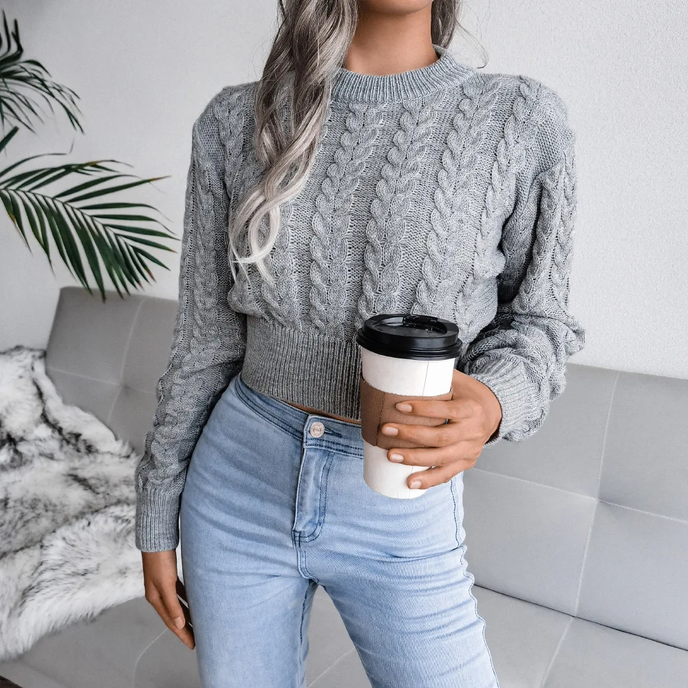 Knitted Twist Sweater Women Fall Winter Waist Navel Pullover Solid Color O Neck Sweaters Long Sleeve Tops Streetwear Female 2021
Knitted Twist Sweater Women Fall Winter Waist Navel Pullover Solid Color O Neck Sweaters Long Sleeve Tops Streetwear Female 2021