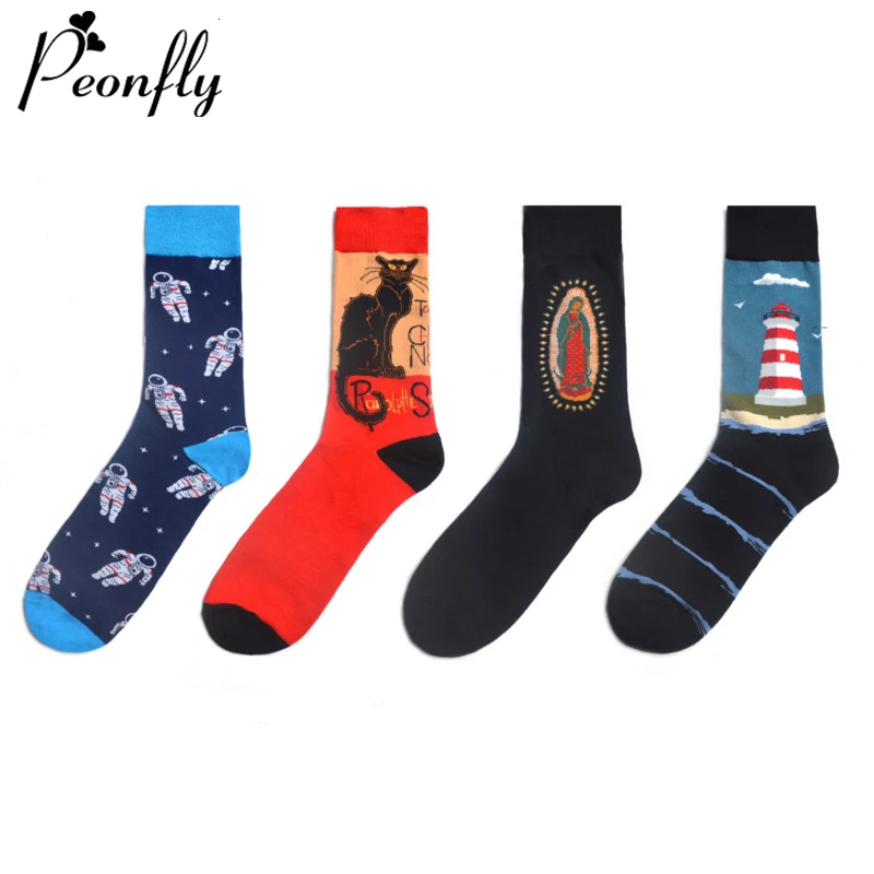 Peonfly New 2020 Hip Hop Cotton Men's Harajuku Happy Funny Astronaut Cat Pattern Socks for Male Wedding Christmas Gift
Peonfly New 2020 Hip Hop Cotton Men's Harajuku Happy Funny Astronaut Cat Pattern Socks for Male Wedding Christmas Gift