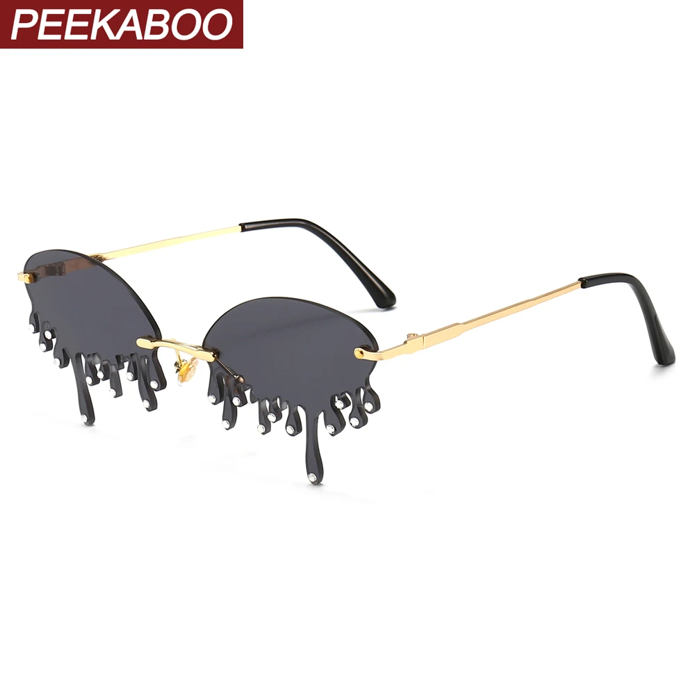Солнечные очки в форме слезы Peekaboo Стразы для женщин роскошные аксессуары