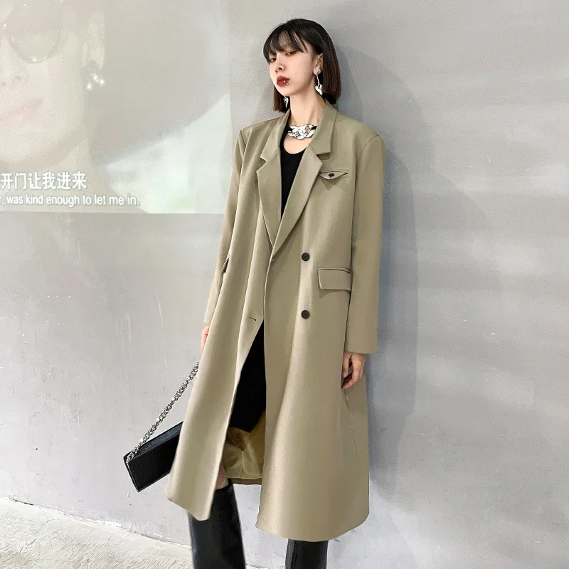 Korean British style suit coat female 2021 spring and autumn loose slim medium long straight tube leisure pure color suit
Korean British style suit coat female 2021 spring and autumn loose slim medium long straight tube leisure pure color suit