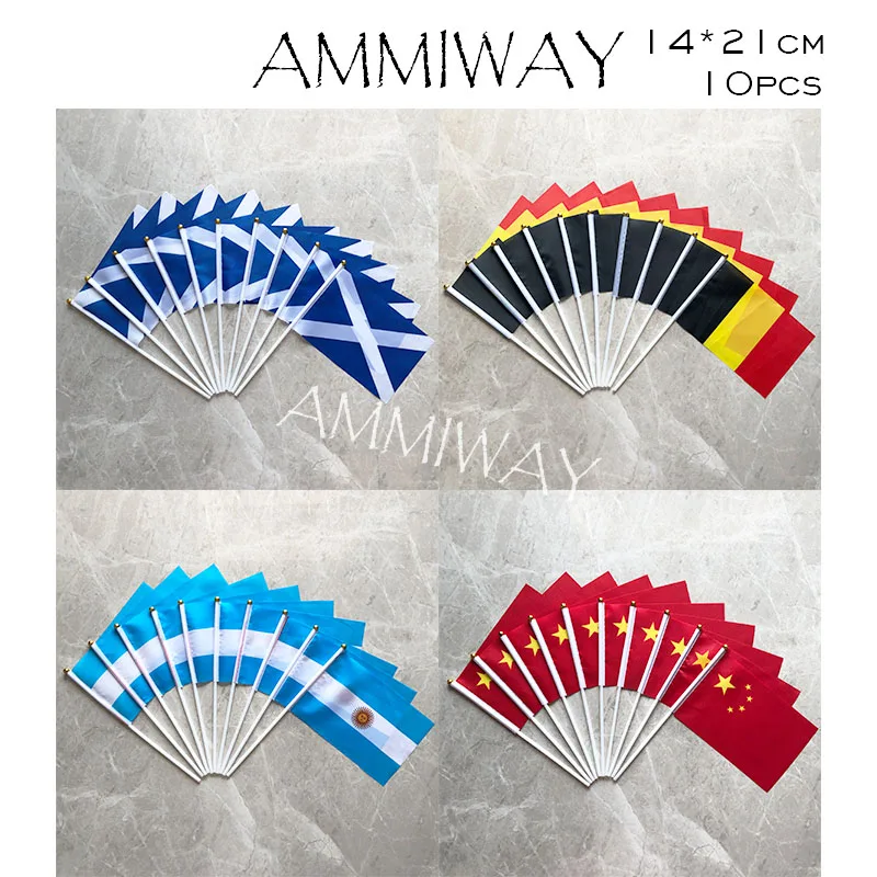 AMMIWAY 14x21 см 10 шт. Шотландия Бельгия Аргентина Китай ручной мини-флаг национальные