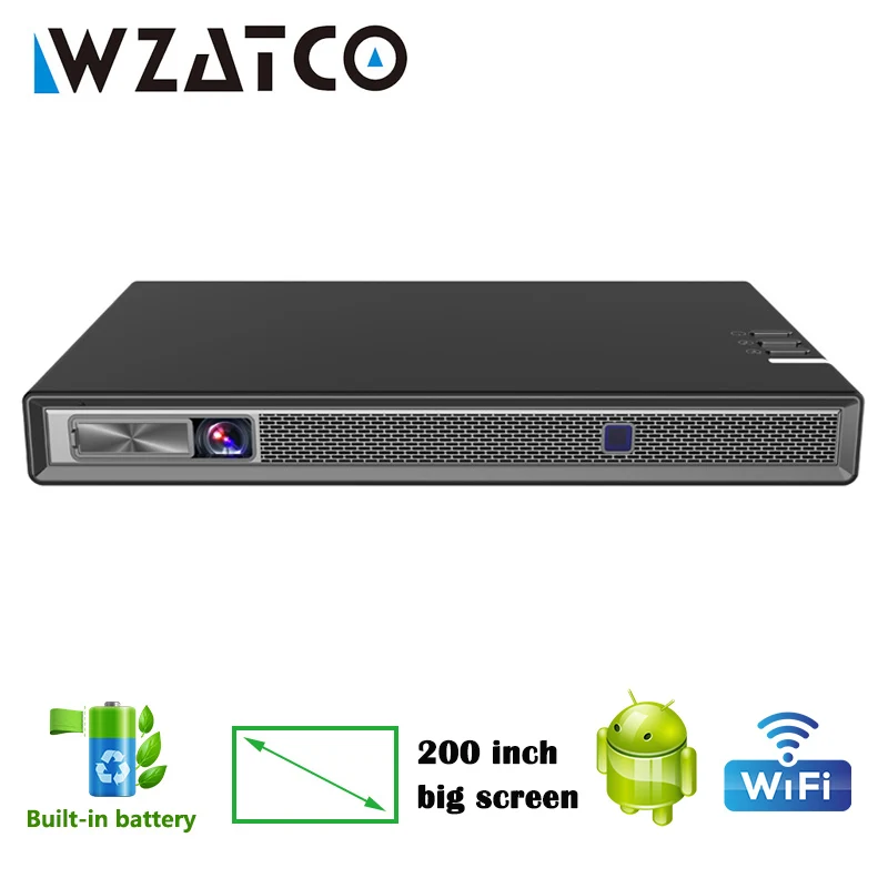 WZATCO T5 мини DLP проектор с разрешением 4K 5G 200 дюймов WI FI Smart Android для домашнего