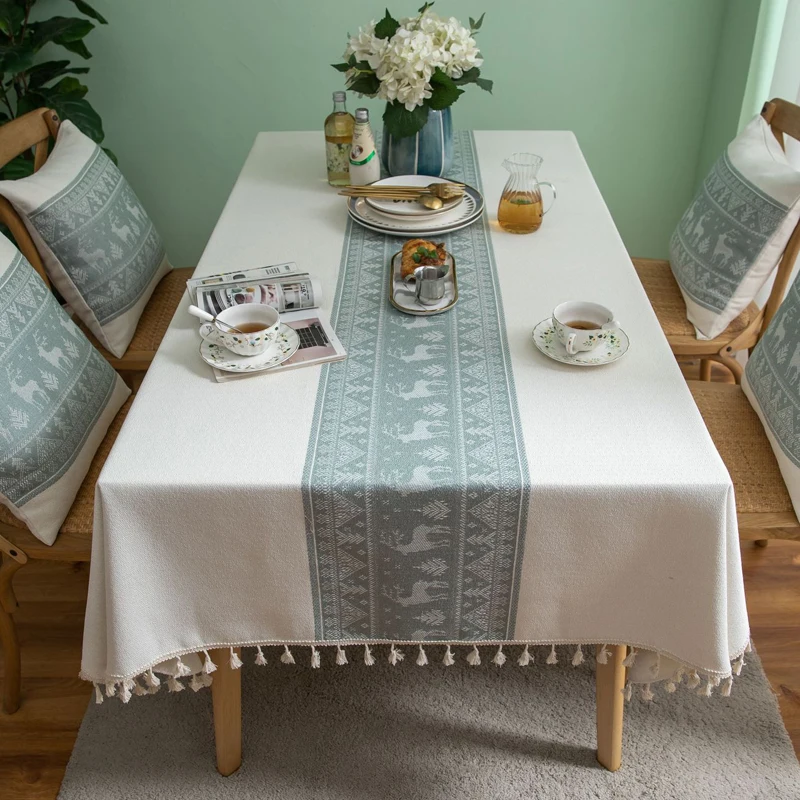 Merry Christmas Elk Deer Tablecloth 2021 New Year Jacquard Table Cloth Tassel Rectangular Square Mantel Dining Table Cover ZC131
Merry Christmas Elk Deer Tablecloth 2021 New Year Jacquard Table Cloth Tassel Rectangular Square Mantel Dining Table Cover ZC131