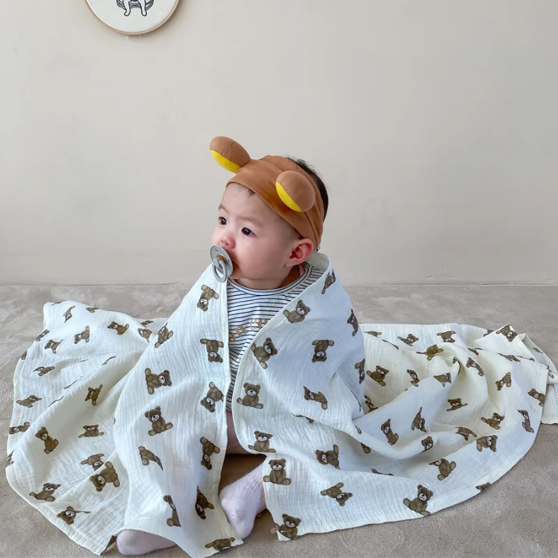 Baby Muslin 2 Layers Swaddle Wrapped bear Blanket New Fashion Bear Print Spring Summer 2021 Baby Footmuff Baby Sleep Bag
Baby Muslin 2 Layers Swaddle Wrapped bear Blanket New Fashion Bear Print Spring Summer 2021 Baby Footmuff Baby Sleep Bag