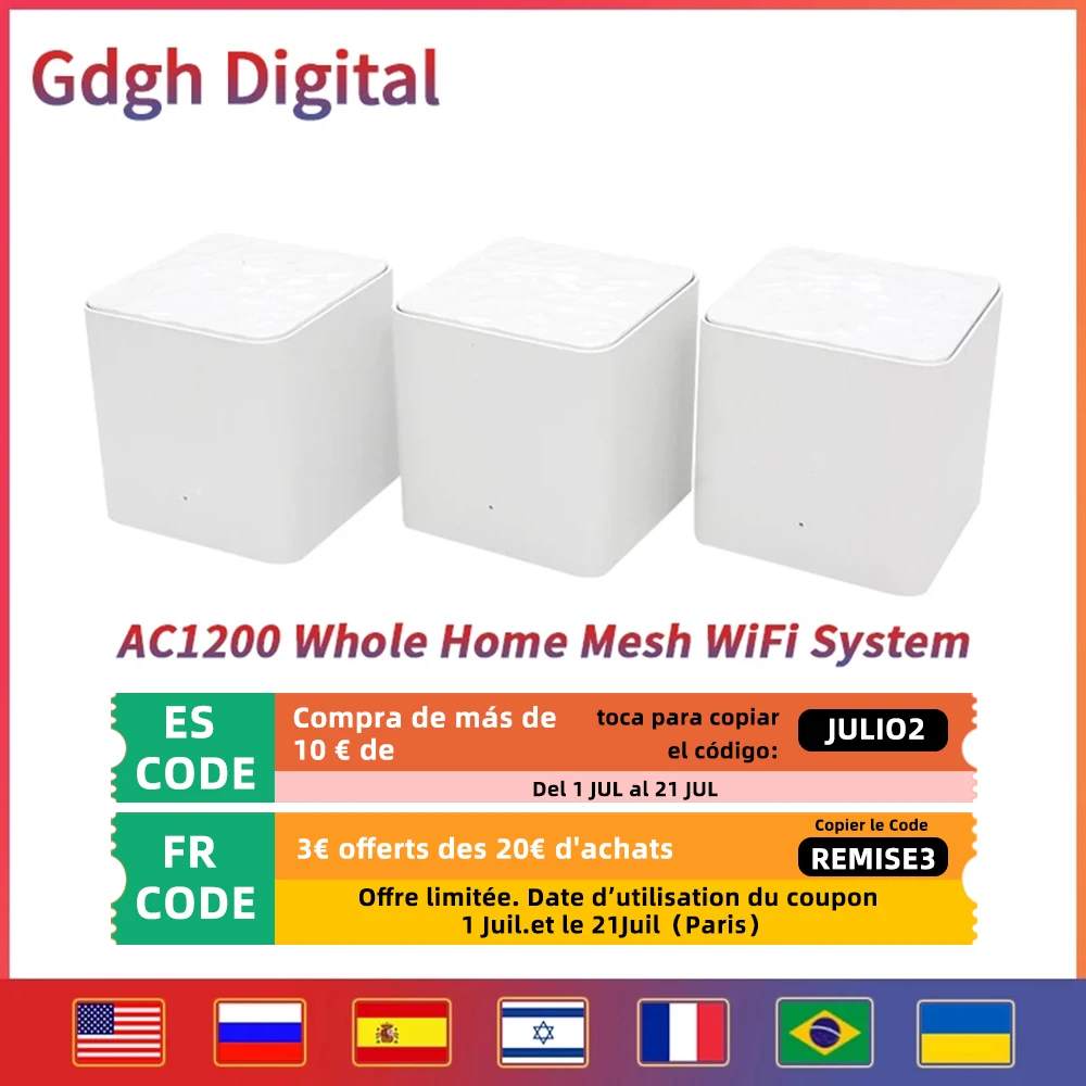 GLVISION Nova MW3 Whole Home Mesh WiFi Router With AC1200 2.4G/5.0GHz WiFi Wireless Router Easy Set Up, APP Remote Manage
GLVISION Nova MW3 Whole Home Mesh WiFi Router With AC1200 2.4G/5.0GHz WiFi Wireless Router Easy Set Up, APP Remote Manage