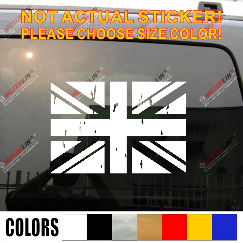 

Flag of UK British Union Jack Car Decal Sticker Vinyl distressed pick size color