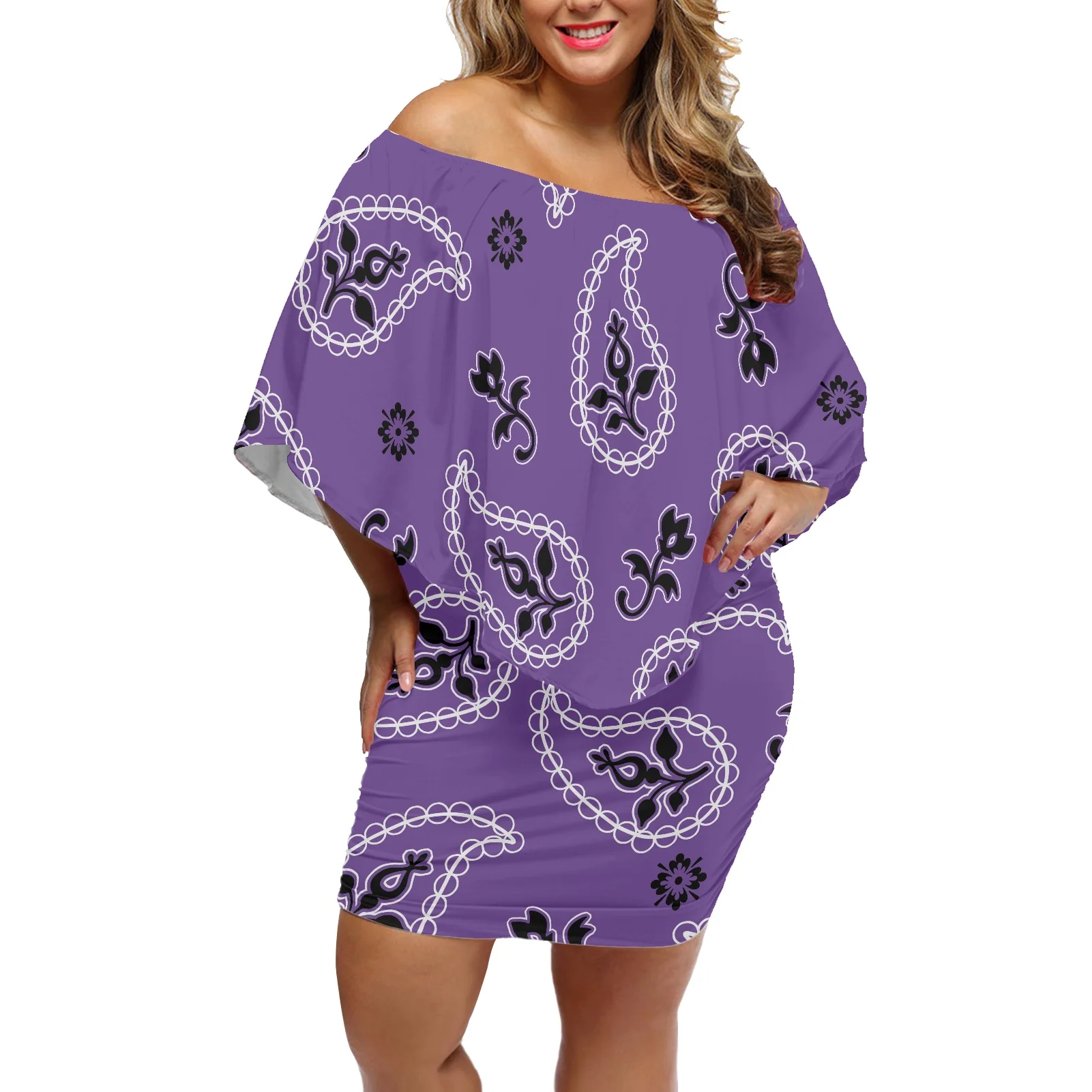 Off-the-shoulder Lotus Leaf Short Skirt Polynesian Tribe Bandana Purple Print Summer Ladies Dress Sexy Bag Hip Plus Size Dress
Off-the-shoulder Lotus Leaf Short Skirt Polynesian Tribe Bandana Purple Print Summer Ladies Dress Sexy Bag Hip Plus Size Dress