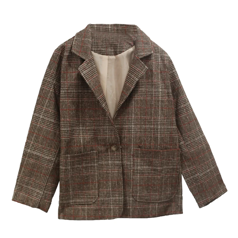 2018 New Autumn Women Vintage Blazers Preppy Style Loose Plaid Pockets Single Button Women Coats Female Casual All-match Blazers
2018 New Autumn Women Vintage Blazers Preppy Style Loose Plaid Pockets Single Button Women Coats Female Casual All-match Blazers